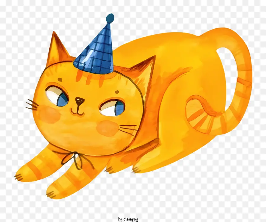 القط البرتقالي，قبعة حفلة عيد ميلاد PNG