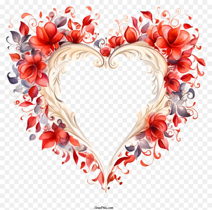القلب الأسود，تصميم الأزهار PNG