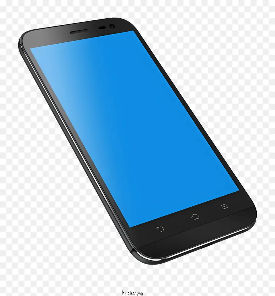 الهاتف الذكي الأسود，شاشة زرقاء PNG