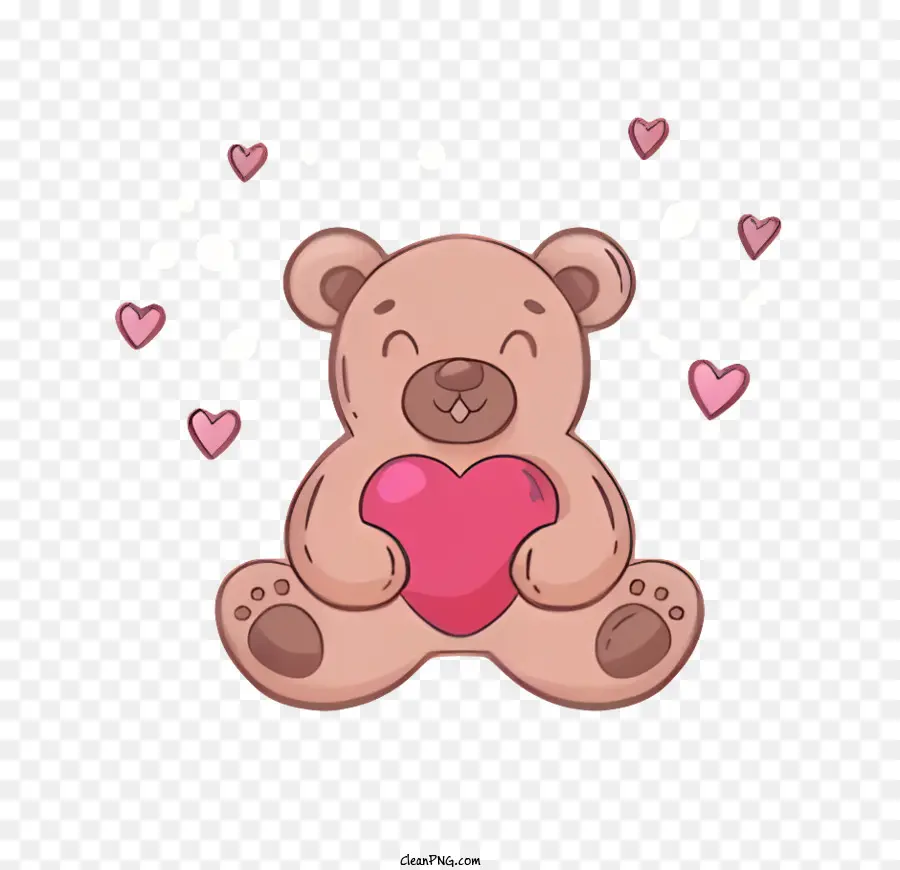 الدب البني，القلب الوردي PNG
