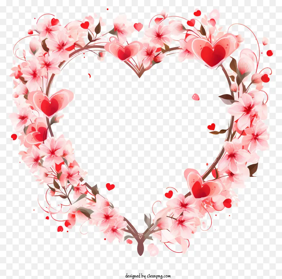 شكل قلب ،，أزهار الكرز PNG