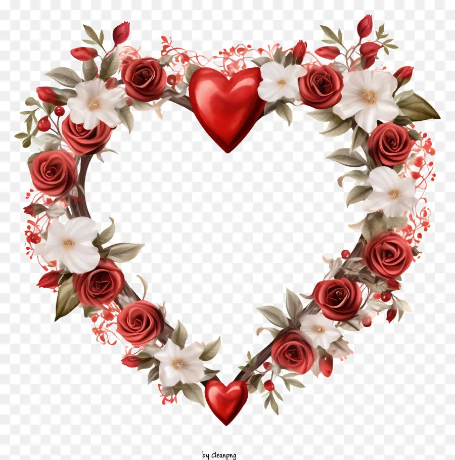 الورود الحمراء，القلب PNG