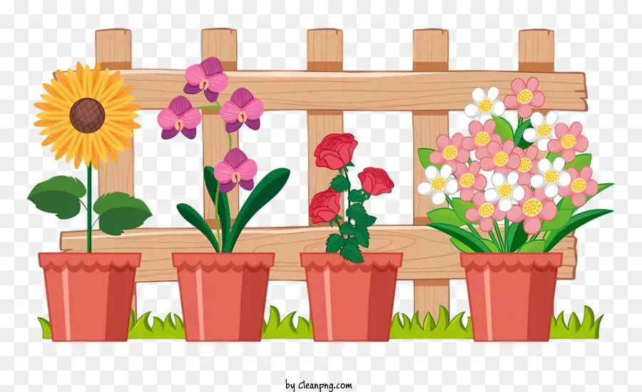 أصيص الزهور，السياج الخشبي PNG