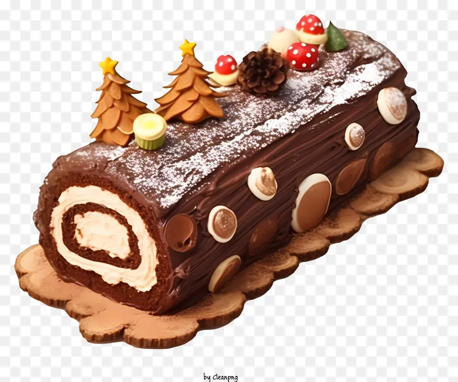 كعكة لفة سجل عيد الميلاد，كعكة الشوكولاته PNG