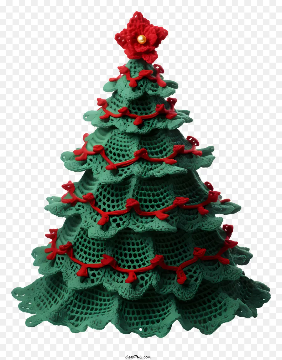 شجرة عيد الميلاد الكروشيه，خيوط خضراء PNG