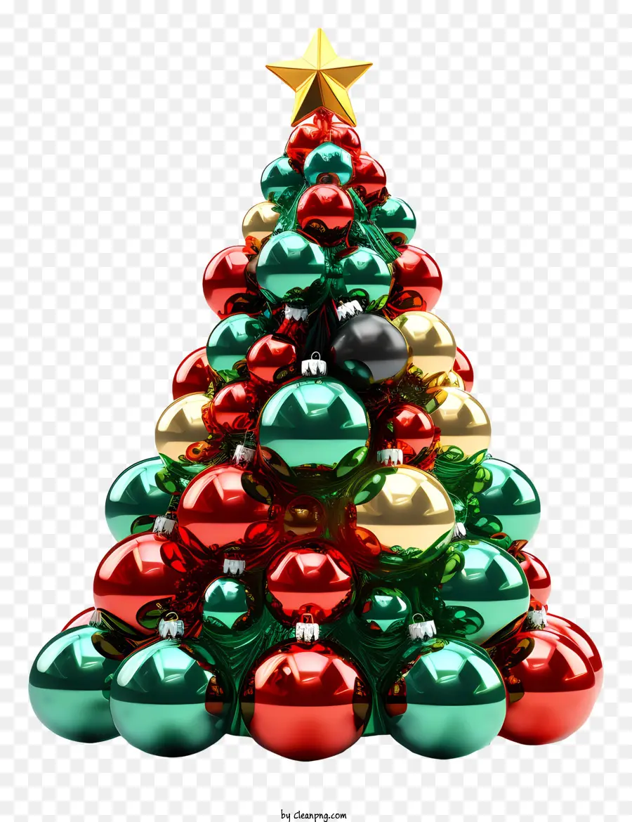 شجرة عيد الميلاد，ديكورات حمراء PNG