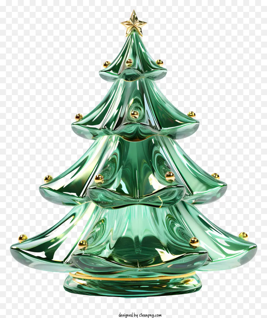 شجرة عيد الميلاد الزجاج الخضراء，نجوم الديكور PNG