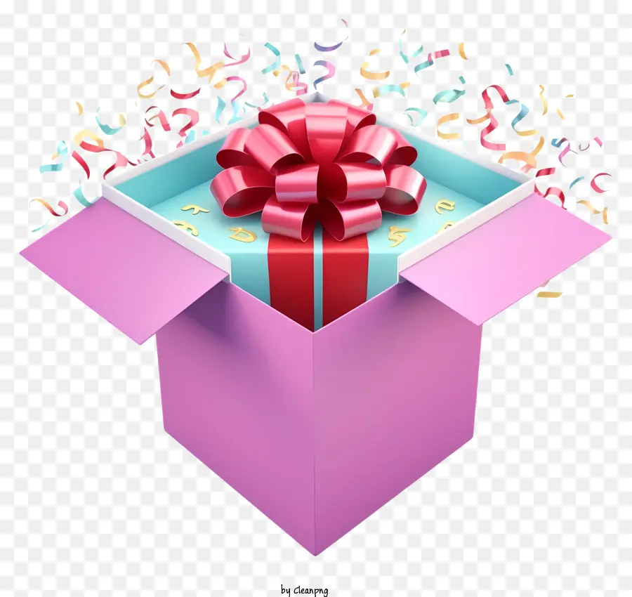 هدية الوردي مربع，صندوق هدايا مرتبط الشريط PNG