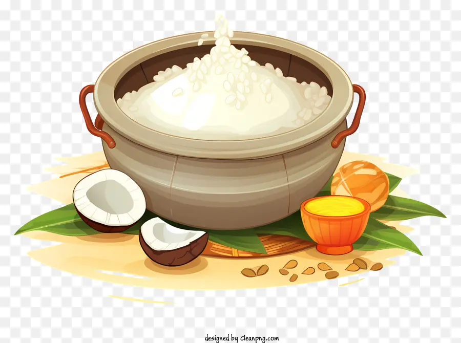 وعاء الأرز，حليب جوز الهند PNG