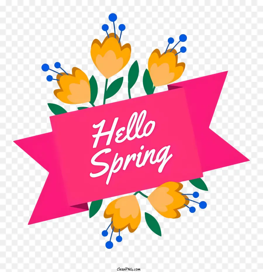 زهور الربيع，مرحبا لافتة الربيع PNG