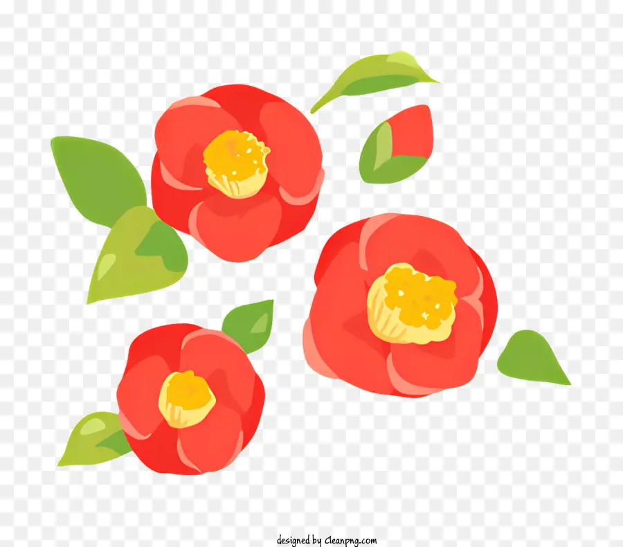 الزهور الحمراء，الأوراق الخضراء ، PNG