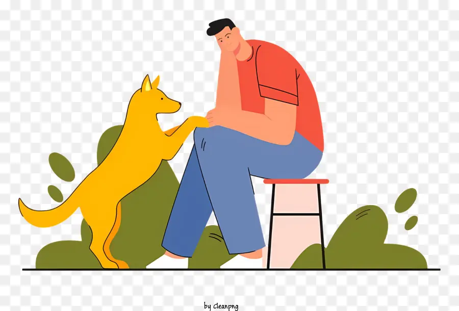 الشخص والكلب，التعبير المعني PNG
