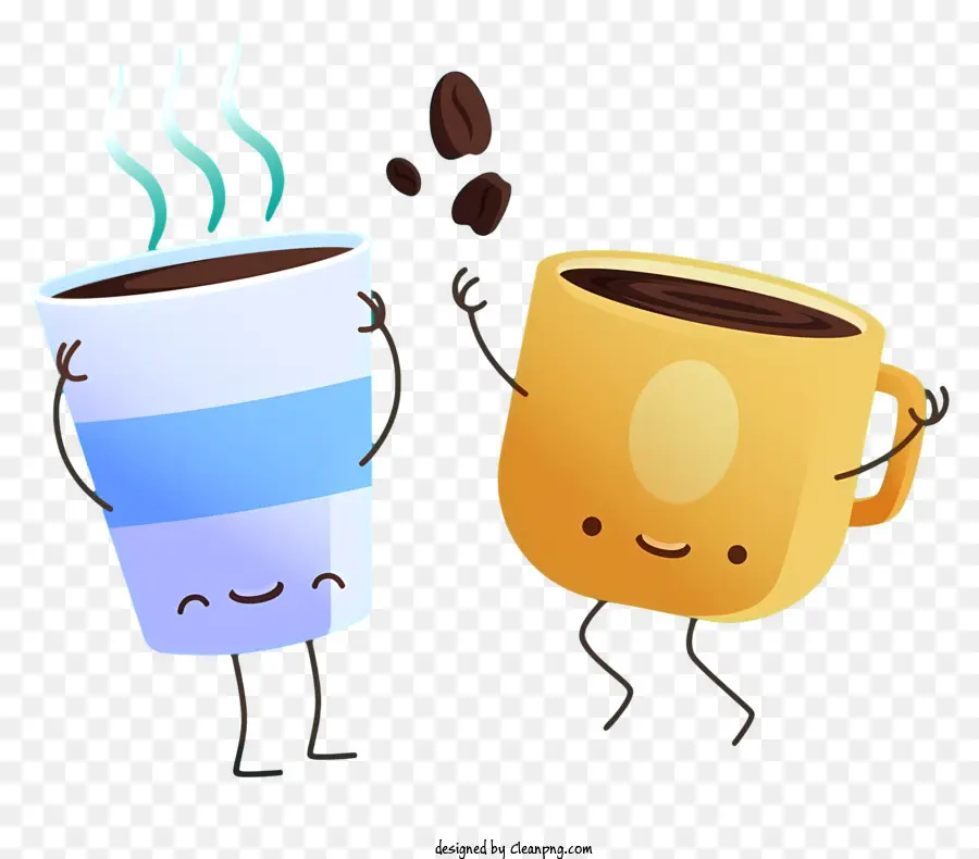 فنجان القهوة الكرتون，وجوه مبتسمه PNG
