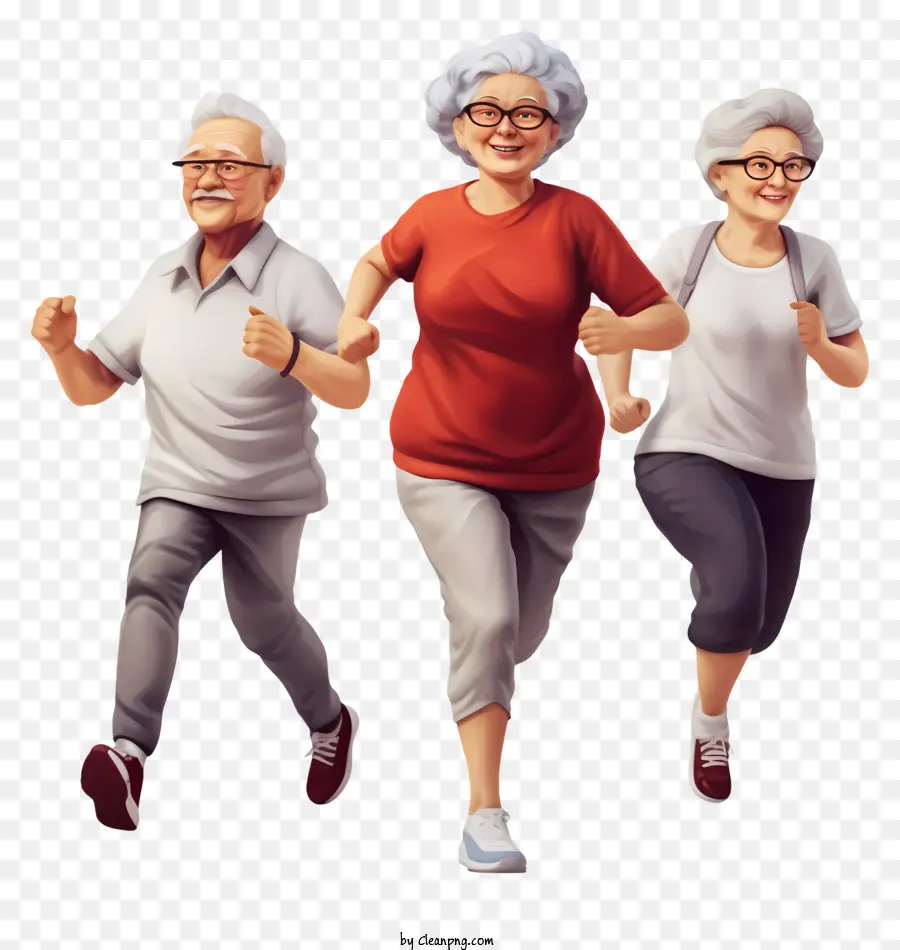 مجموعة الركض المسنين，ابتسم المتسابقين المسنين PNG