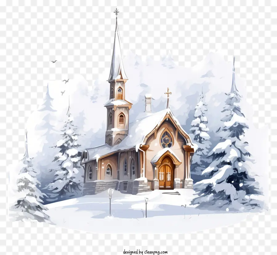 الكنيسة الثلجية，المناظر الطبيعية في فصل الشتاء PNG
