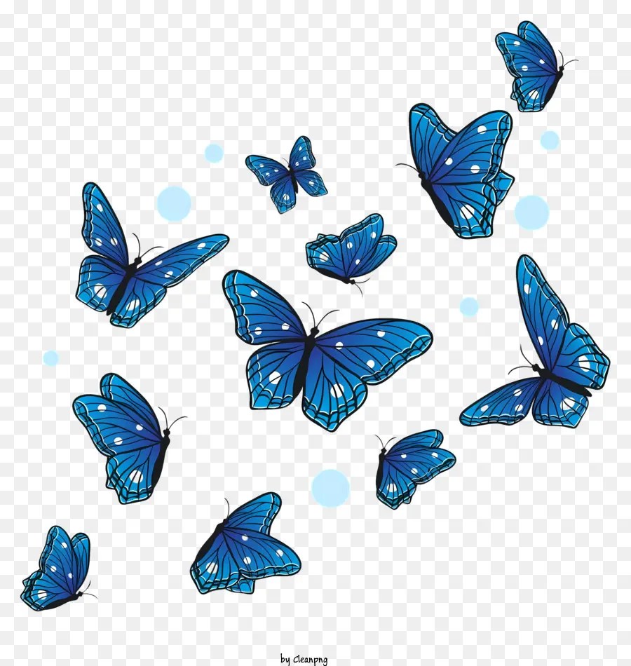 الفراشات الزرقاء，مجموعة من الفراشات PNG