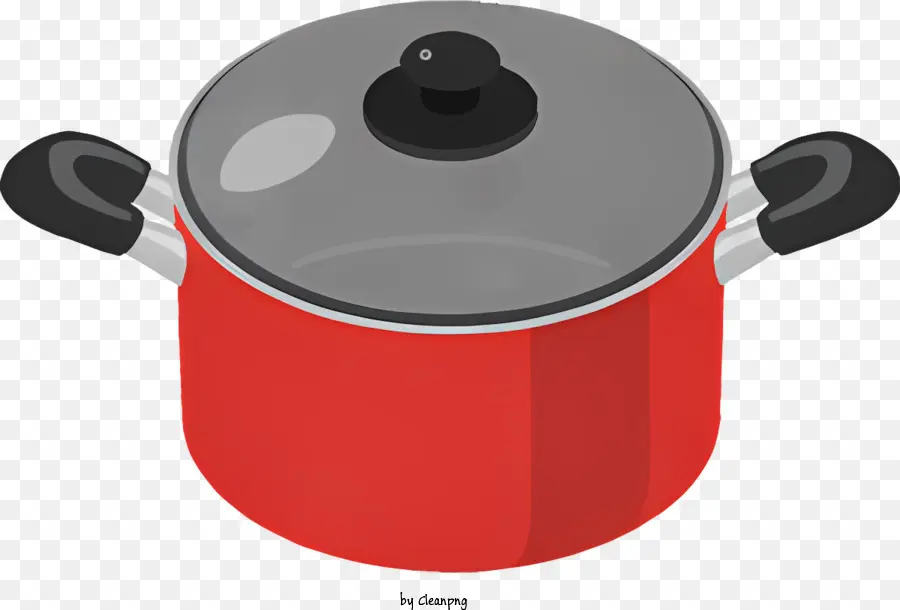 وعاء الطبخ الأحمر，غطاء أسود PNG