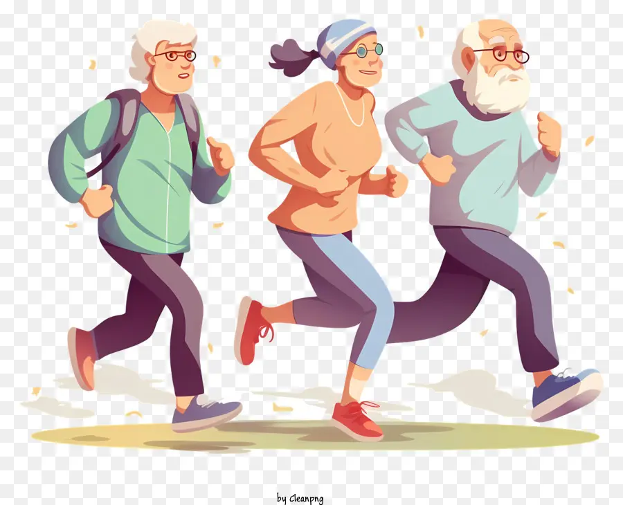الركض，كبار السن PNG