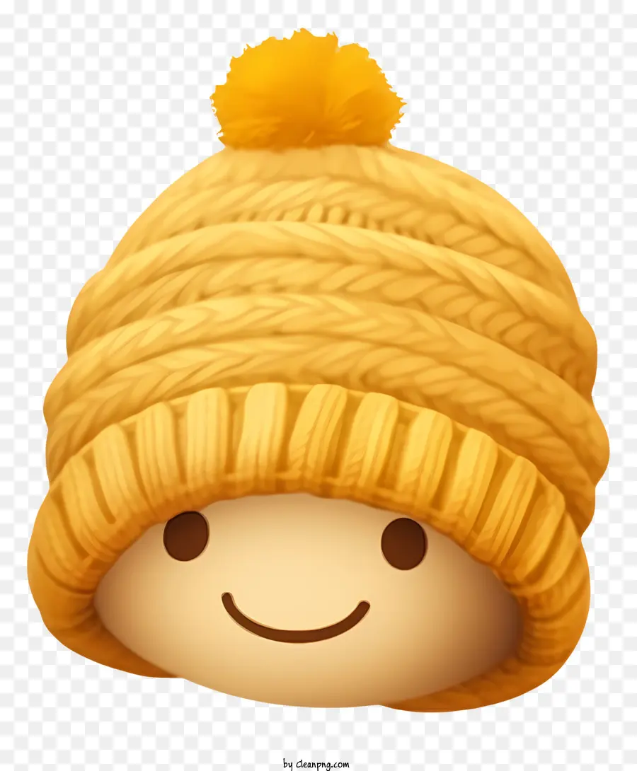 قبعة صفراء محبوكة，قبعة الوجه المبتسم PNG