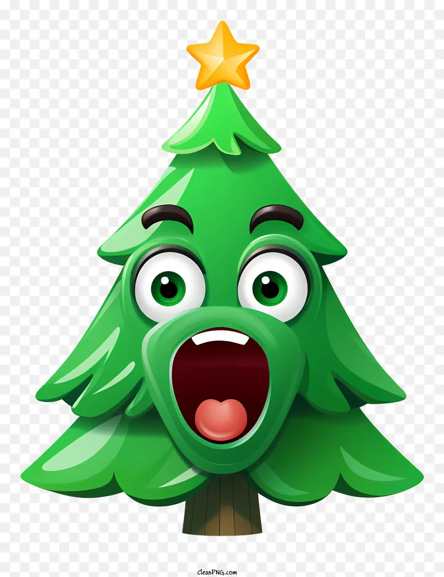 الكرتون شجرة عيد الميلاد，فتح الفم PNG