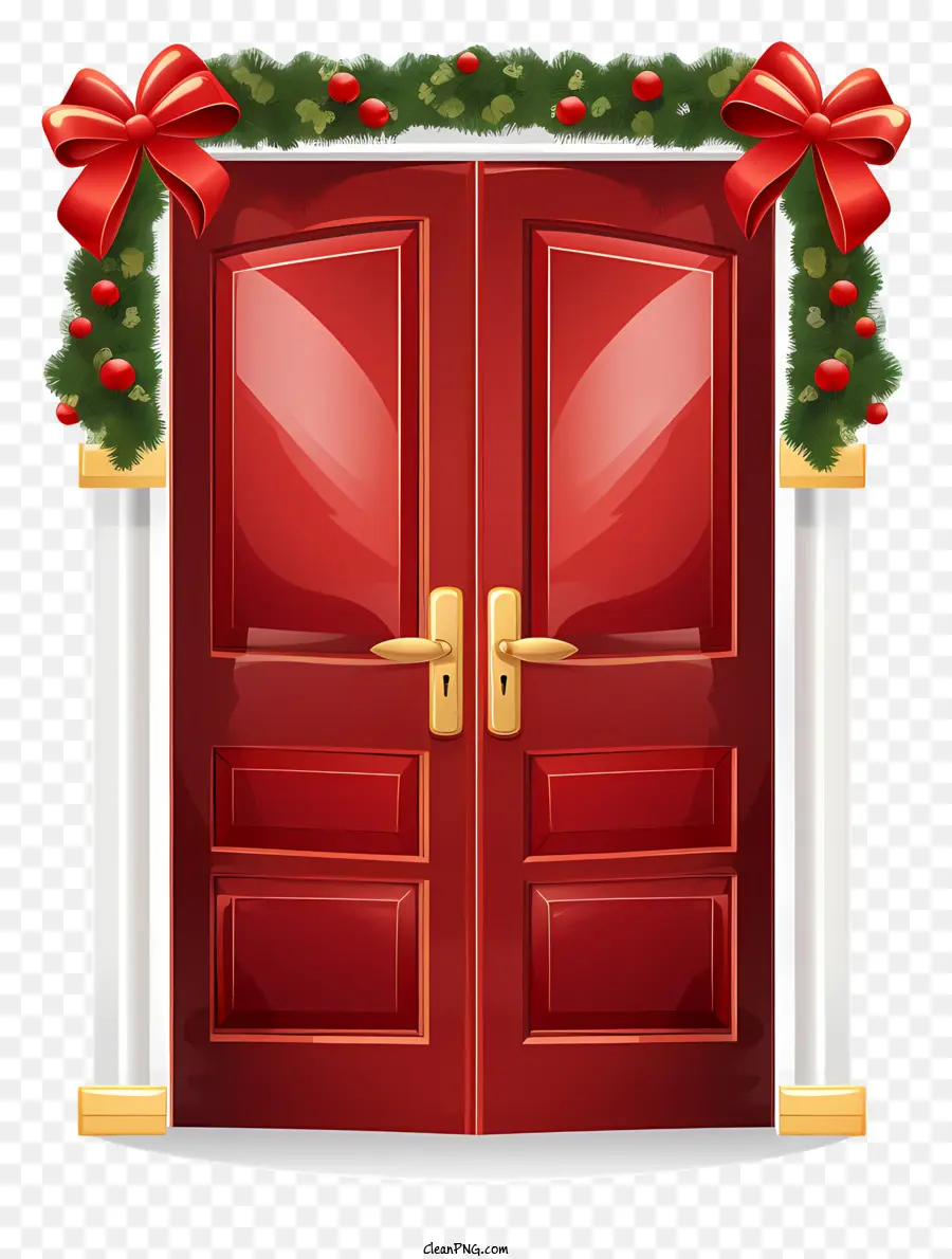 عيد الميلاد الباب，باب خشبي أحمر PNG