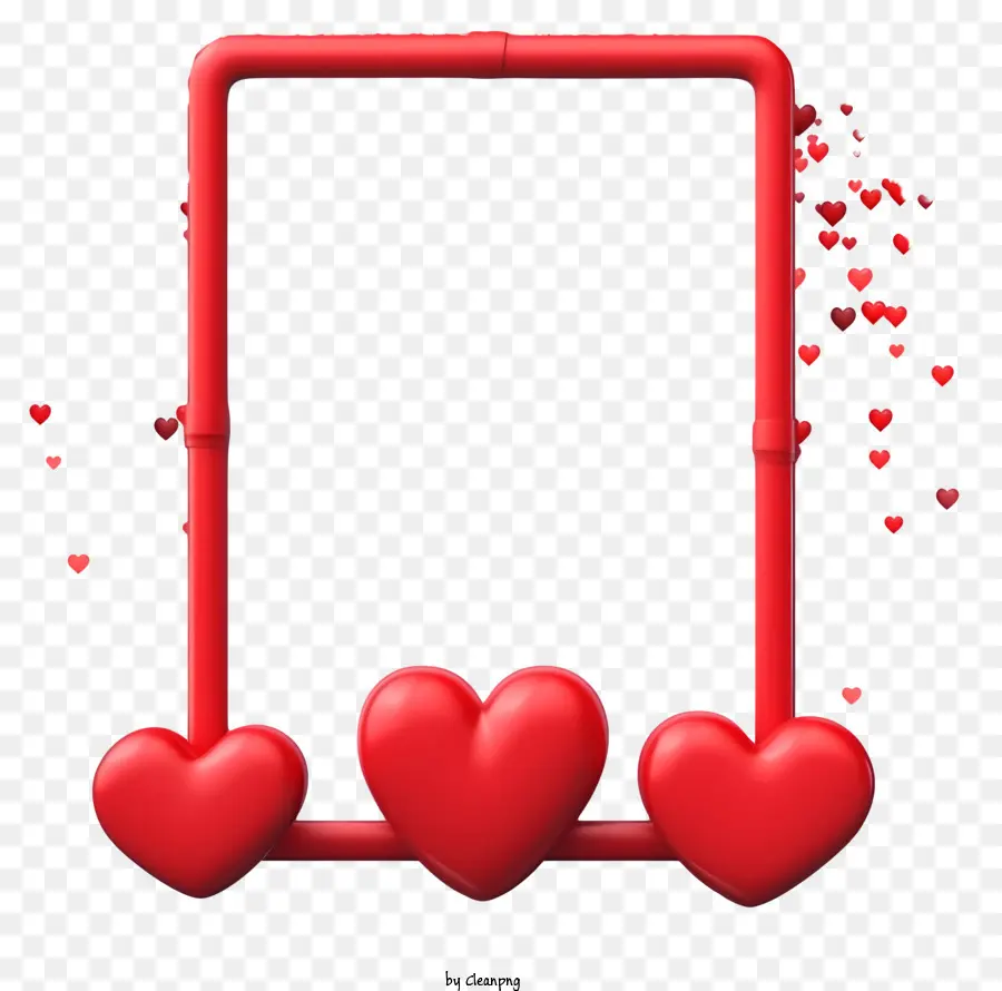 لوحة رسائل عيد الحب ثلاثية الأبعاد واقعية，إطار أحمر PNG