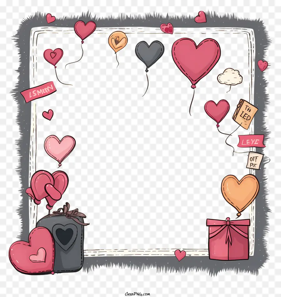 لوحة رسائل عيد الحب مرسومة باليد，ديكورات عيد الحب PNG