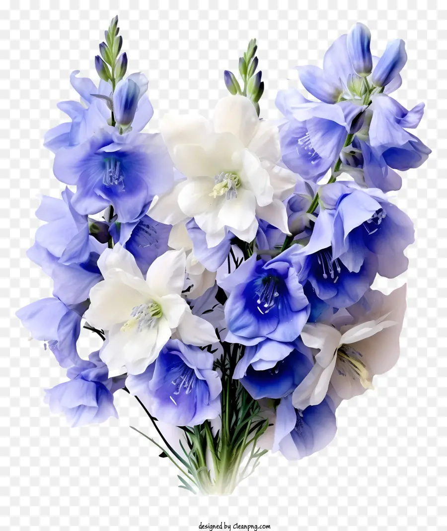 حفنة زهرة دلفينيوم مخصصة，الزهور الزرقاء والبيضاء PNG