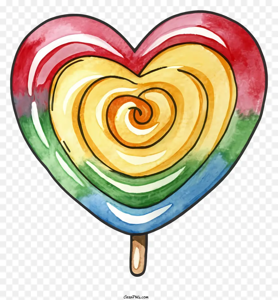 الكرتون，ألوان مائية القلب PNG