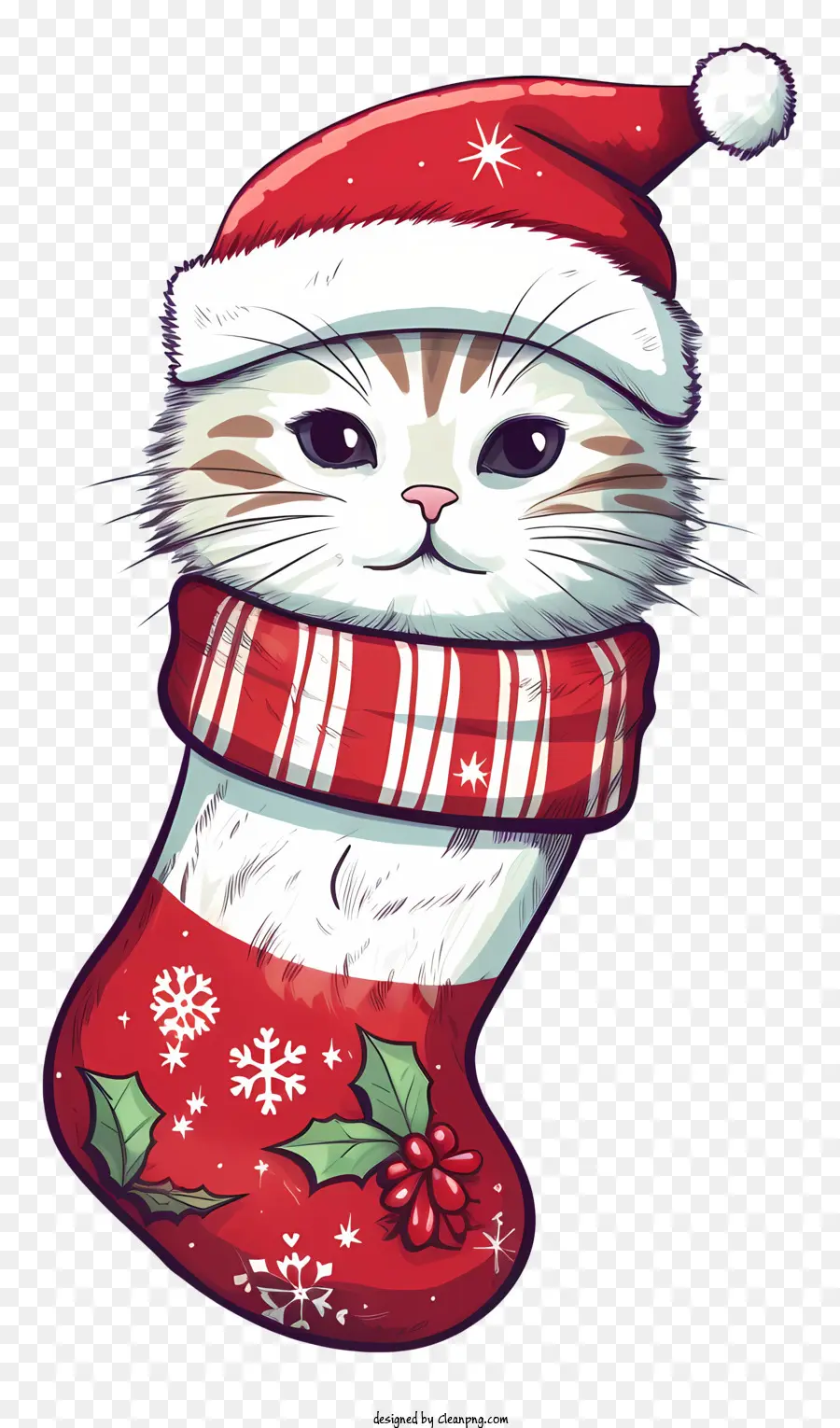 قطة رسومات الشعار المبتكرة في جورب عيد الميلاد，القط لطيف PNG