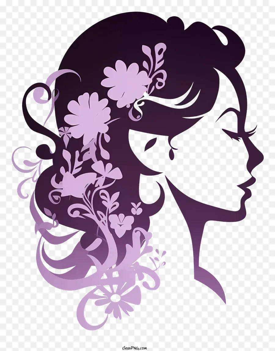 وجه جانبي للنساء رسومات الشعار المبتكرة，تصميم الأزهار PNG