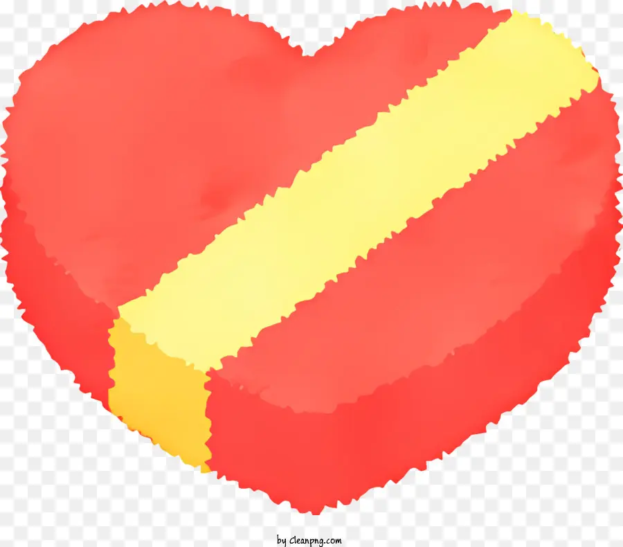 قلب أحمر，شريط أصفر PNG