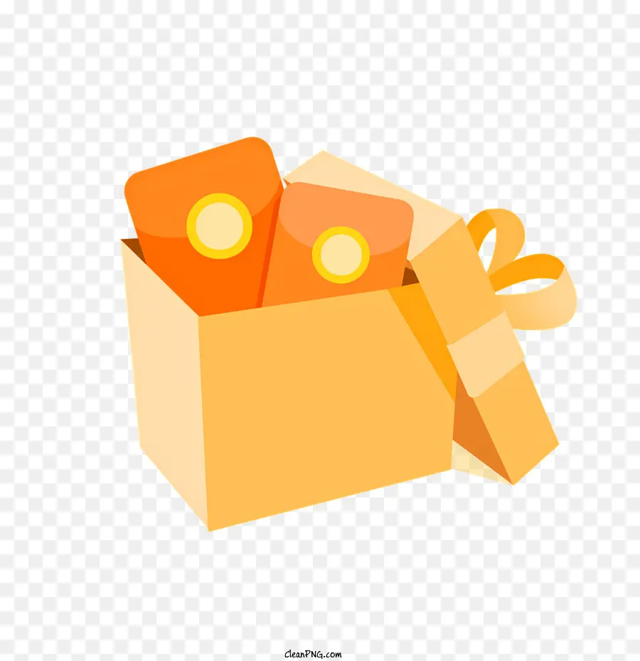 صندوق الهدايا البرتقالي，خلفية سوداء PNG