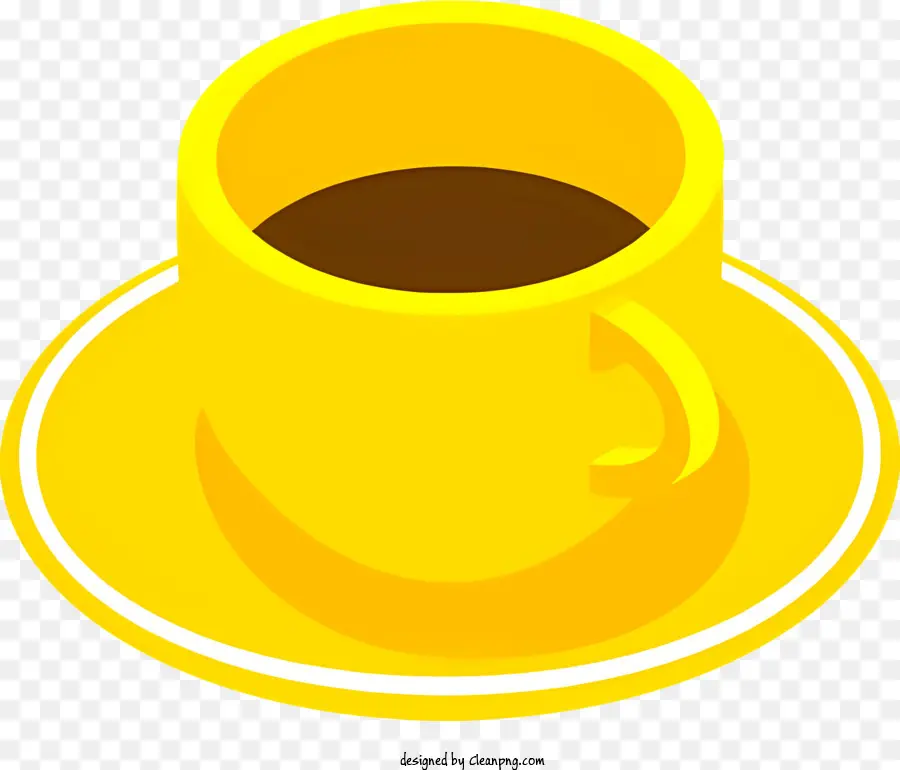 الأصفر فنجان القهوة，صحن مع وصمة عار بنية PNG