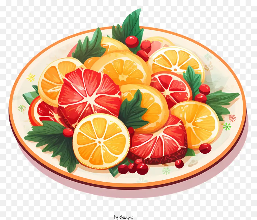 طبق عيد الميلاد，وعاء من البرتقال والليمون PNG