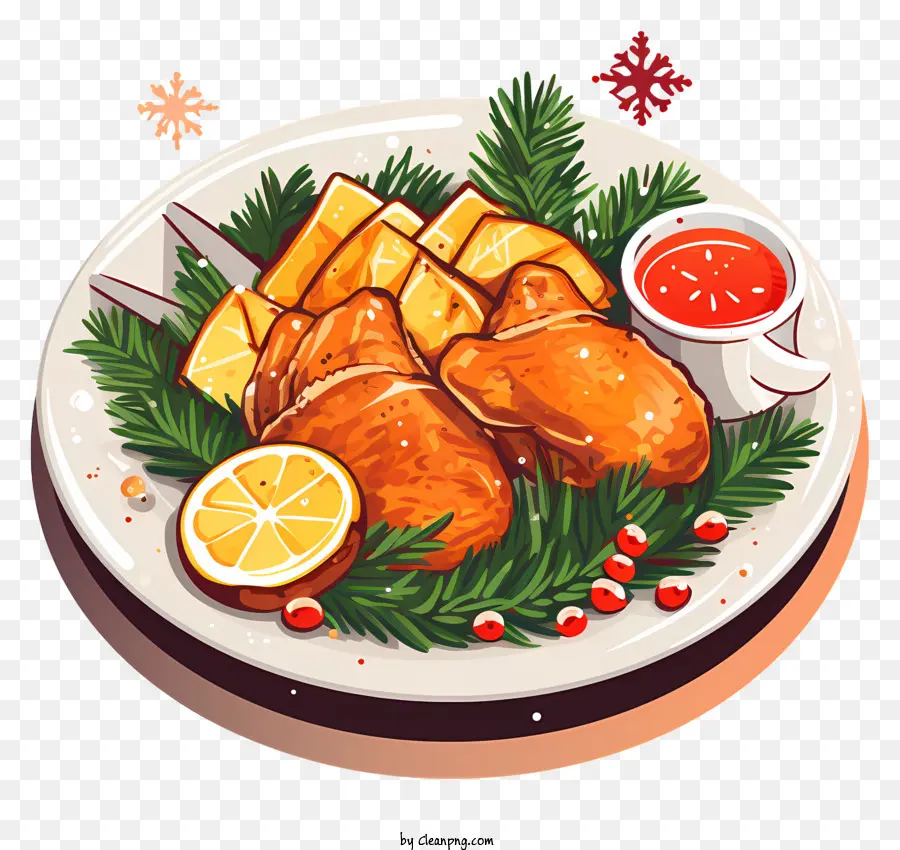 طبق عيد الميلاد，أرجل الدجاج PNG