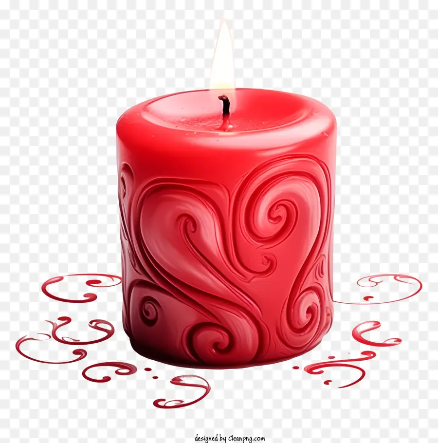 شمعة يوم عيد الحب مرسومة باليد，شمعة حمراء PNG