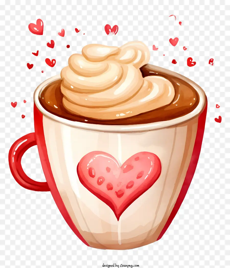 ألوان مائية عيد الحب القهوة，الشوكولاته الساخنة PNG