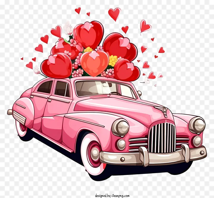 مركبة عيد الحب على الطراز الرجعية العصرية，سيارة عيد الحب PNG