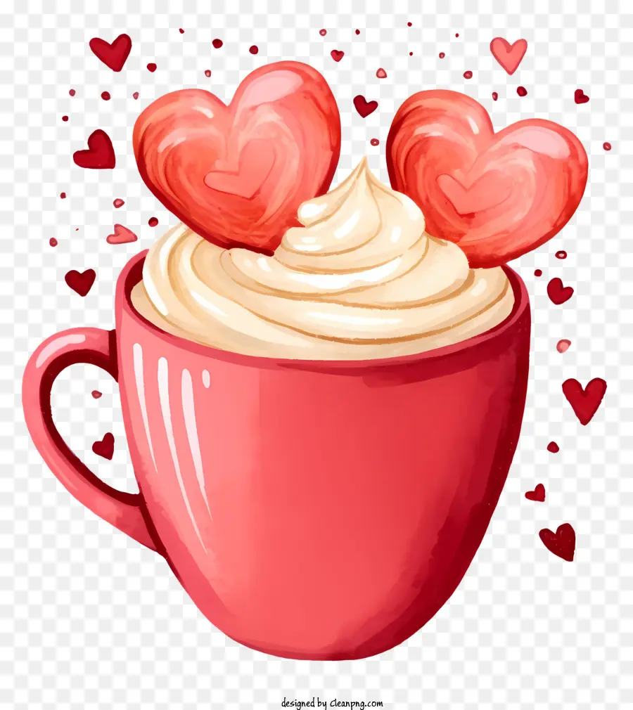 ألوان مائية عيد الحب القهوة，الشوكولاته الساخنة PNG