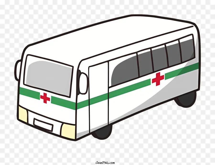 الإسعاف，سيارة إسعاف بيضاء وخضراء PNG