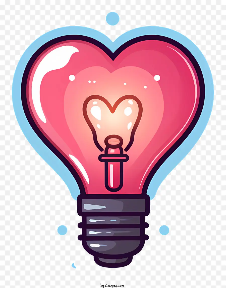 المصباح الكهربائي مع القلب，لمبة ضوء القلب الأحمر PNG