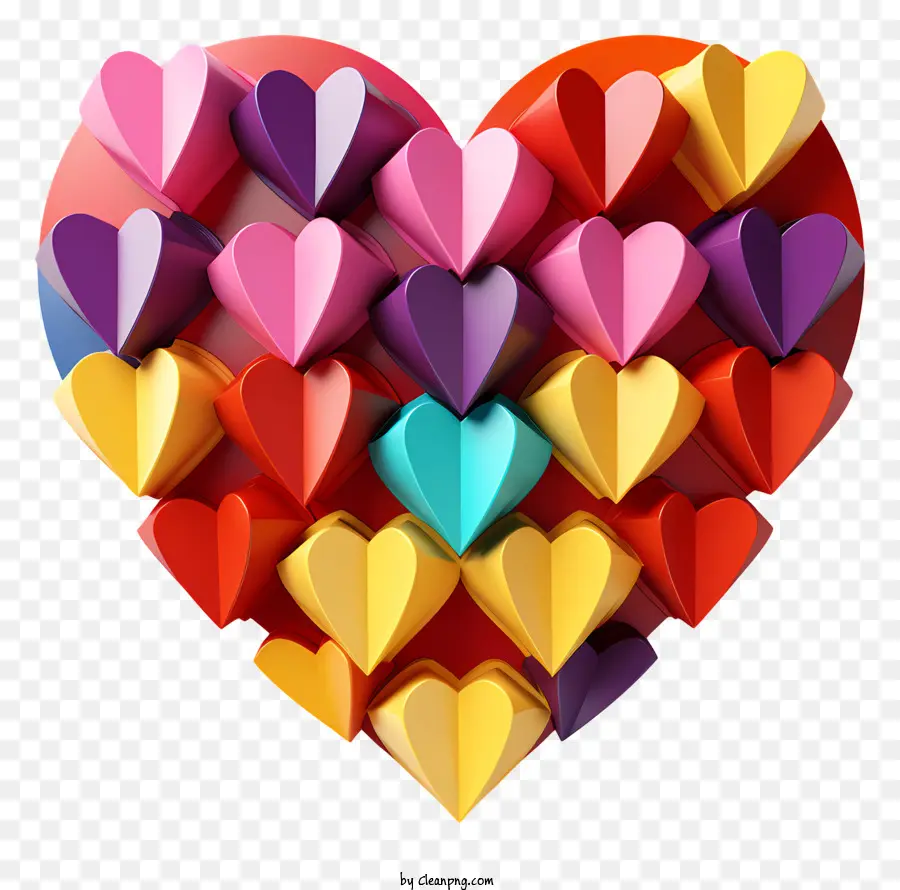 القلب，أوراق ملونة PNG