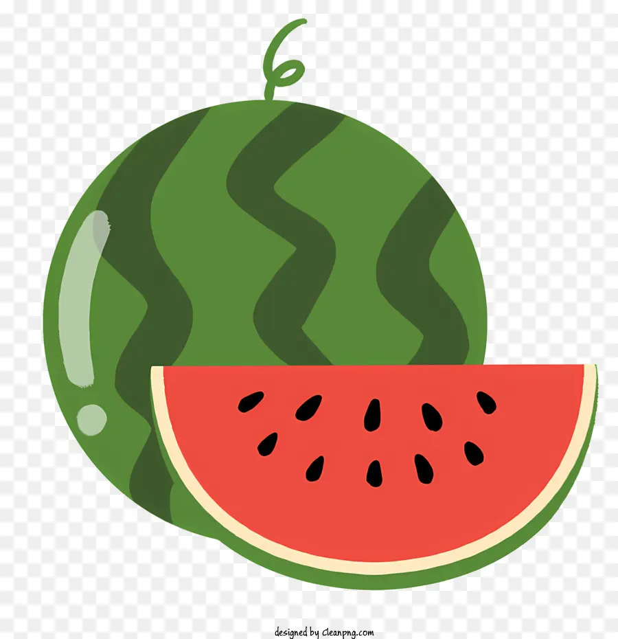 شريحة البطيخ，الداخلية الخضراء والأحمر PNG