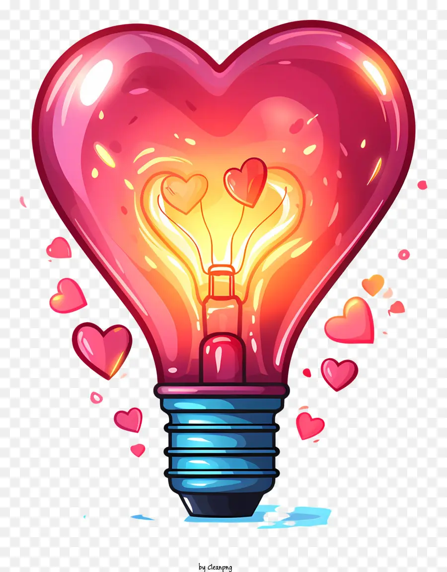 المصباح الكهربائي مع القلب，الضوء الأحمر لمبة PNG