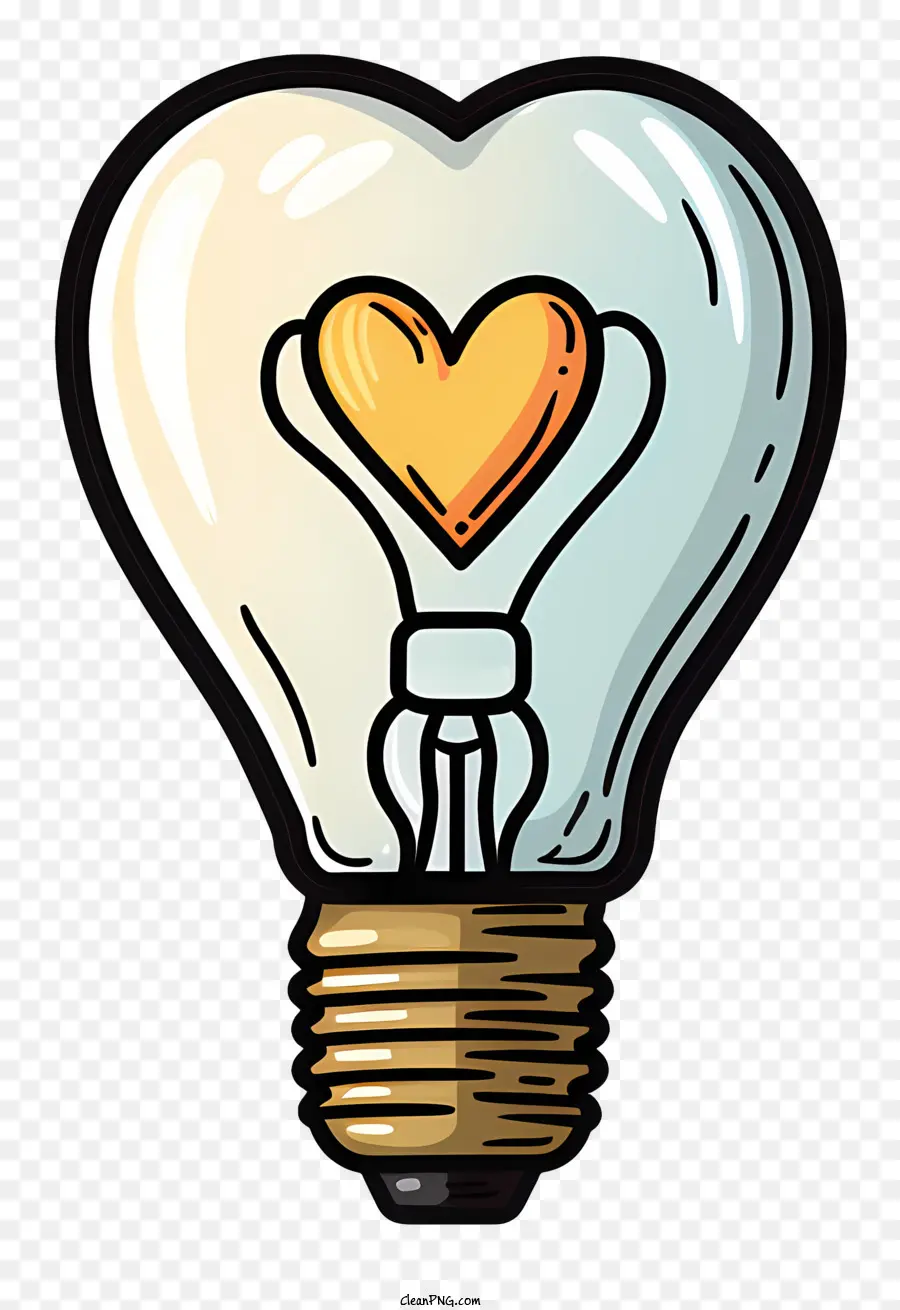 المصباح الكهربائي مع القلب，مصباح كهربائي على شكل قلب PNG