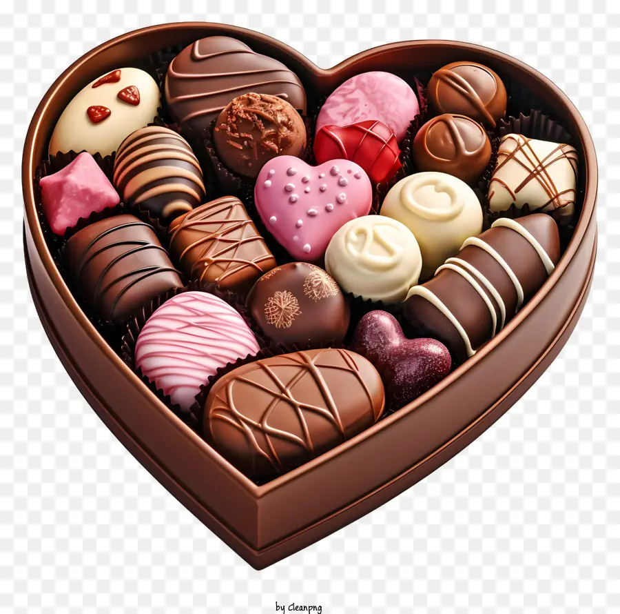 الشوكولاته，صندوق الشوكولاتة على شكل قلب PNG