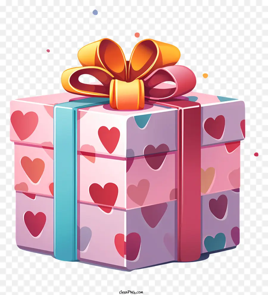 هدية مربع，قلوب PNG