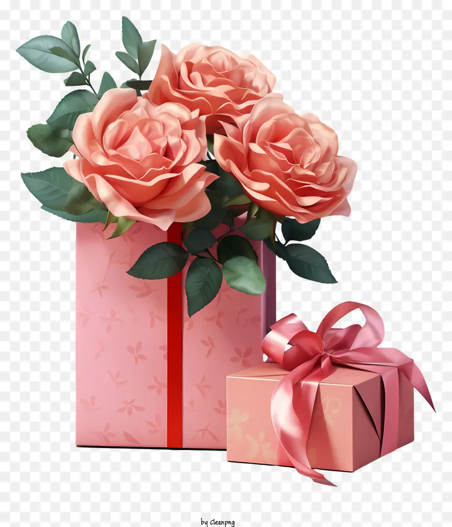 هدية مربع，الورود PNG