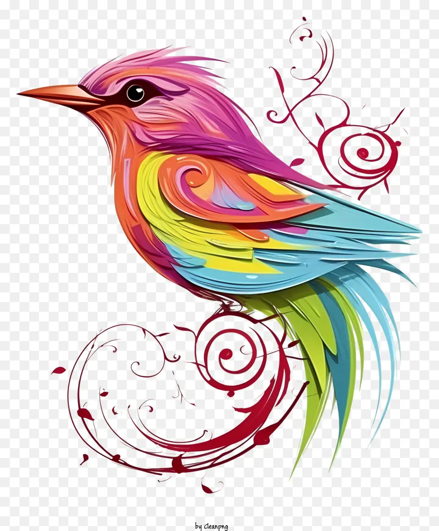 مجردة الطيور，لوحة الطيور الملونة PNG